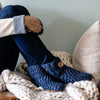 Extra chunky wool slippers handmade by KOW in navy blue