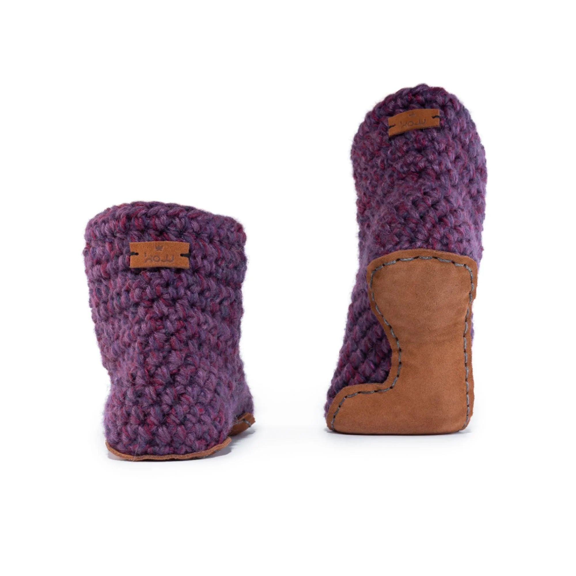 Classic purple lavender high top bootie wool slipper by Kingdom of Wow_back view