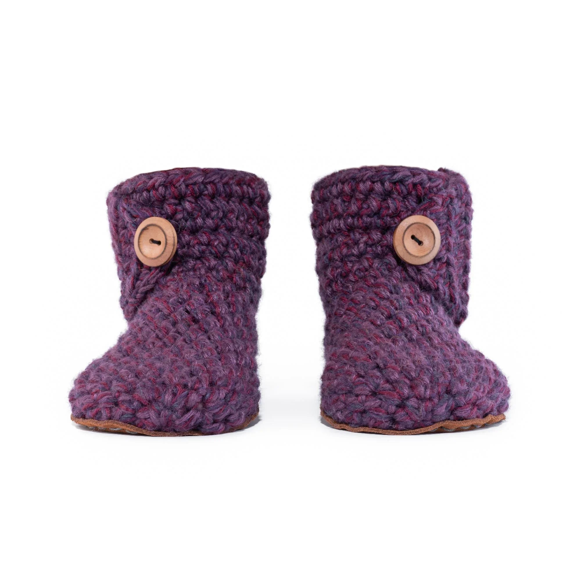Classic purple lavender high top bootie wool slipper by Kingdom of Wow_front view