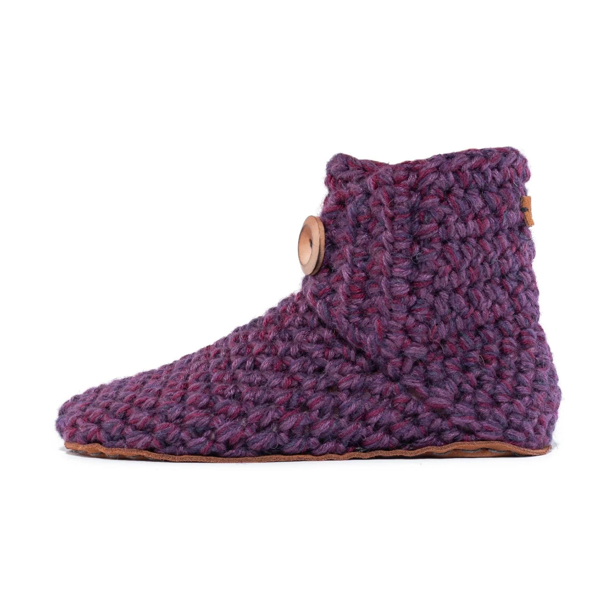 Classic purple lavender high top bootie wool slipper by Kingdom of Wow_side view