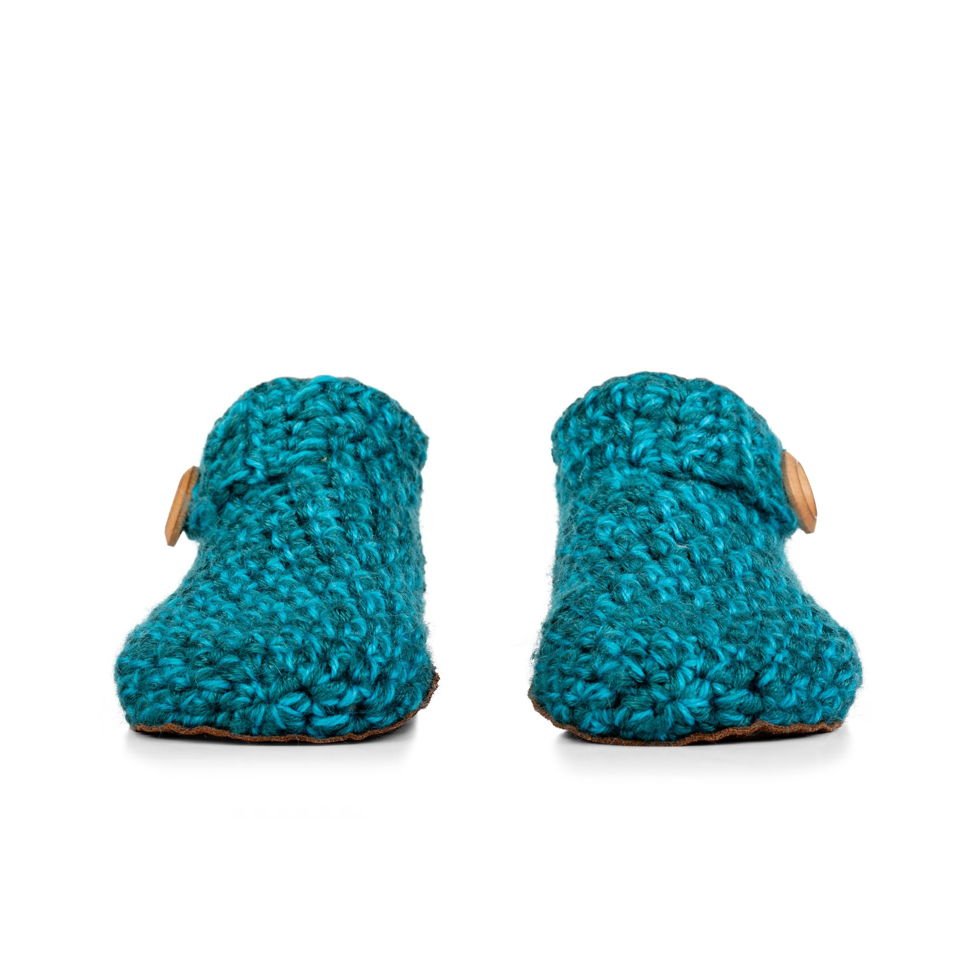 Teal Ankle Bootie Wool Slippers by Kingdom of Wow_front view