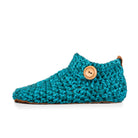 Teal Ankle Bootie Wool Slippers by Kingdom of Wow_side view