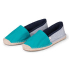 Turquoise Blue Women's Classic Espadrilles with light denim heel side view