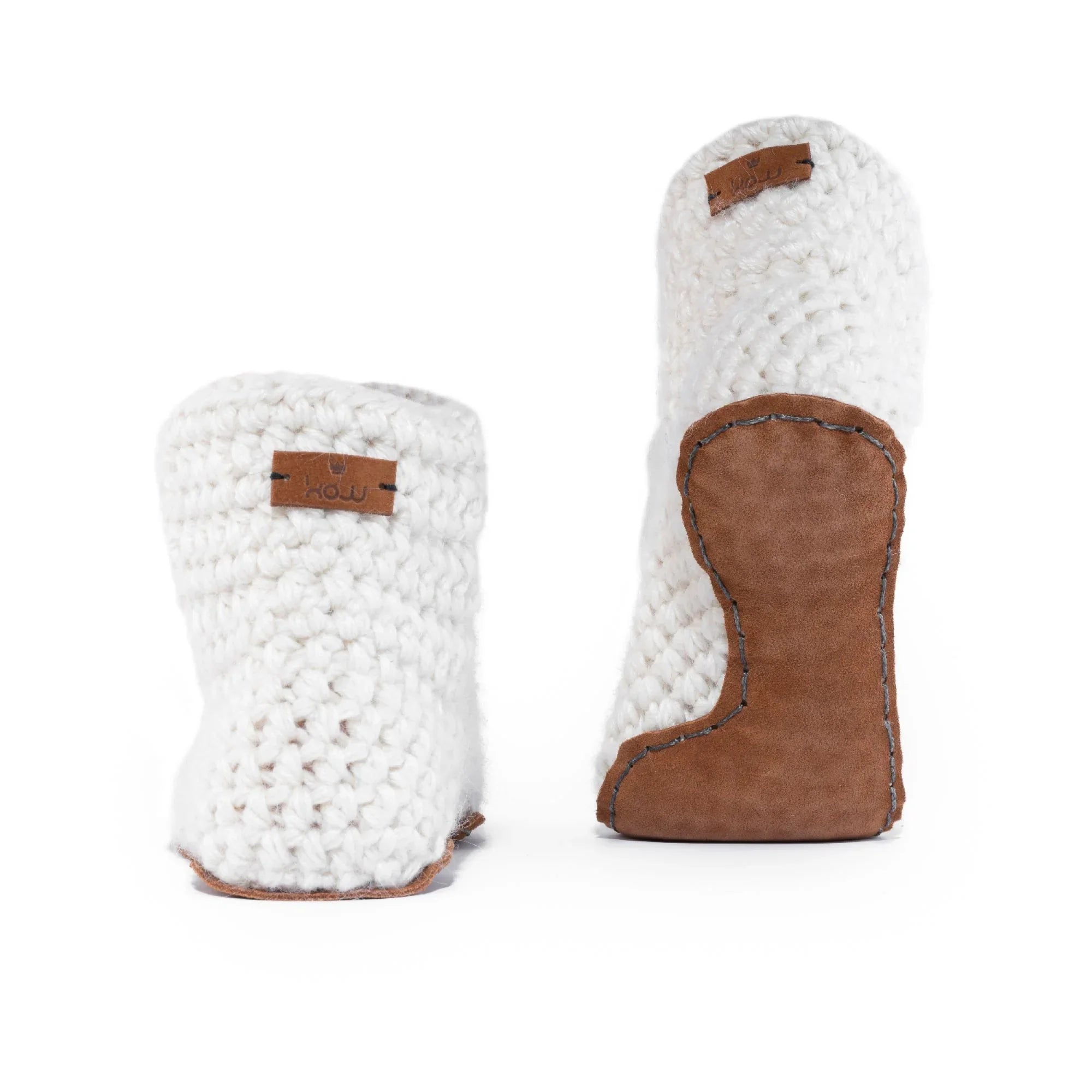 Classic white high top bootie wool slipper by Kingdom of Wow_back view