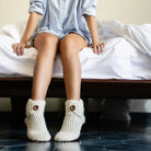Classic white high top bootie wool slipper bed life