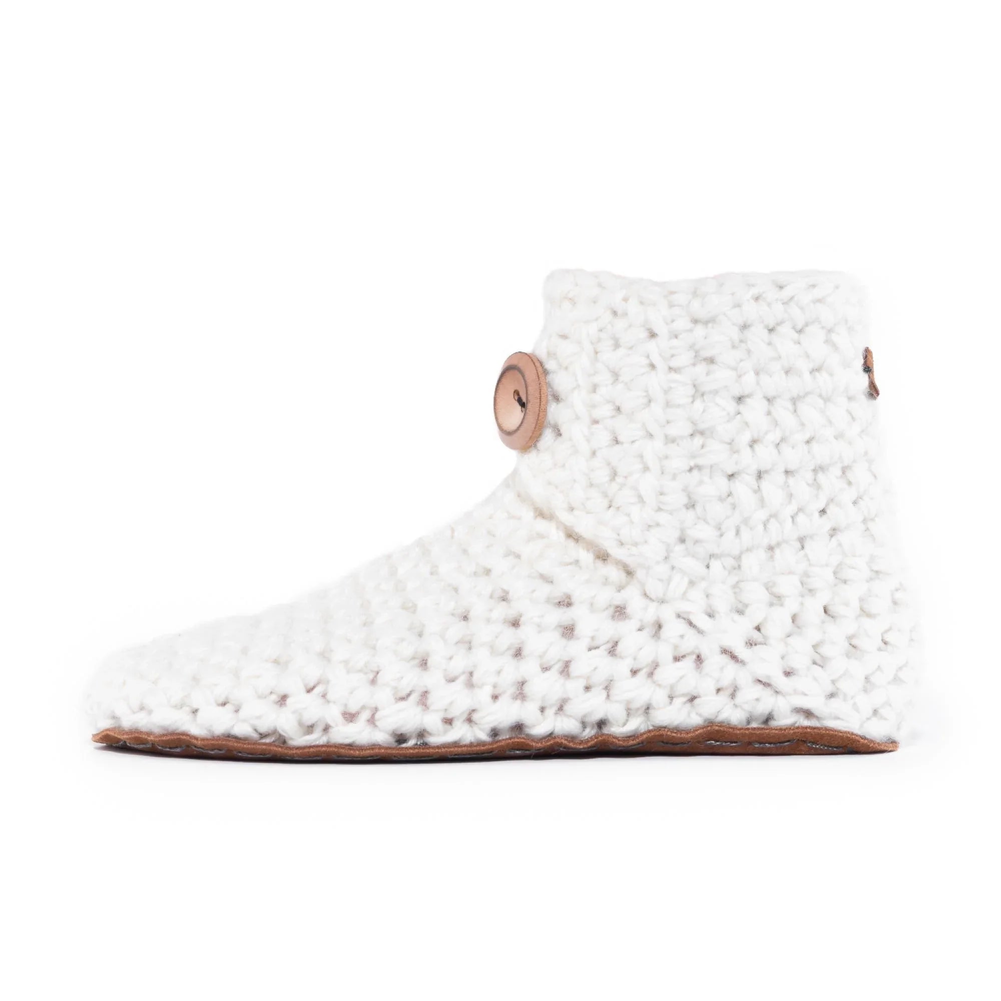 Classic white high top bootie wool slipper by Kingdom of Wow_side view