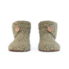 Classic wintermoss green high top bootie wool slipper by Kingdom of Wow_front view