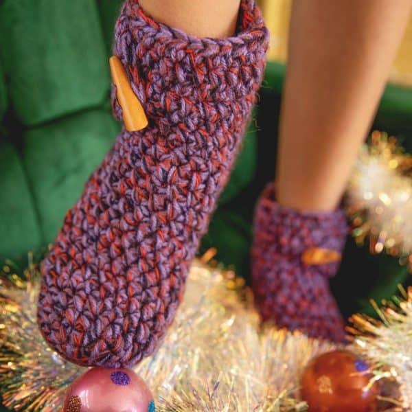 So 70s Purple High Top Wool Slippers for Men & Women