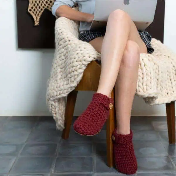 Wine_Lop Top Wool Slippers for Men & Women