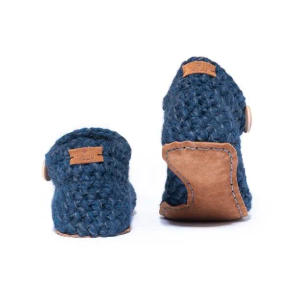 Midnight Blue Bamboo Wool Ankle Bootie Slippers handmade by Kingdom of Wow