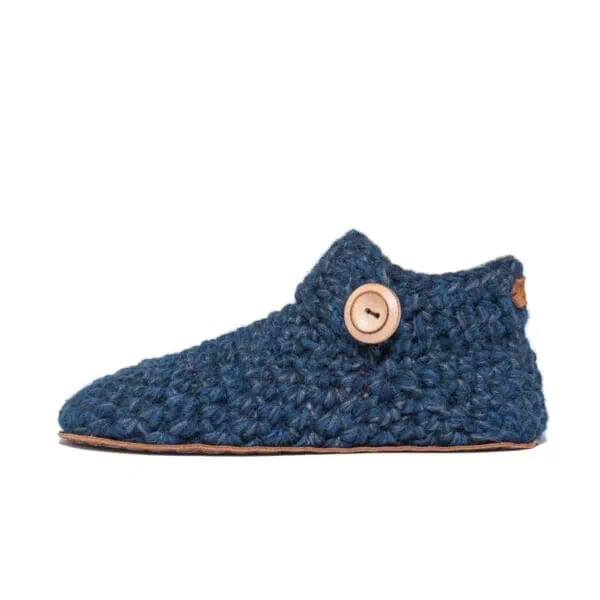 Midnight Blue Bamboo Wool Ankle Bootie Slippers handmade by Kingdom of Wow