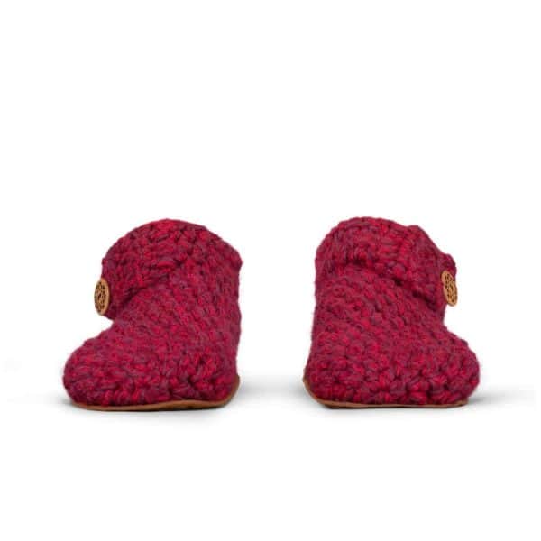 Wine Red Wool Slippers Low Top