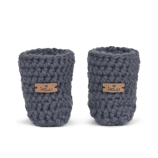 Charcoal Gray Bamboo Wool Baby Booties for Newborns