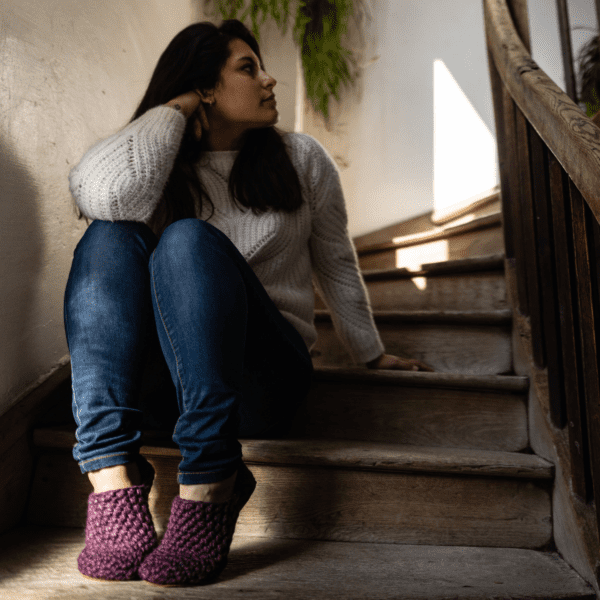 Original Lavender Purple Bamboo Wool Slippers for Men and Women