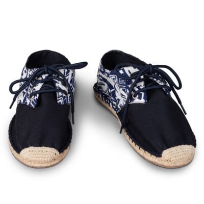 Lace Up Blue Tribal Espadrilles for Women