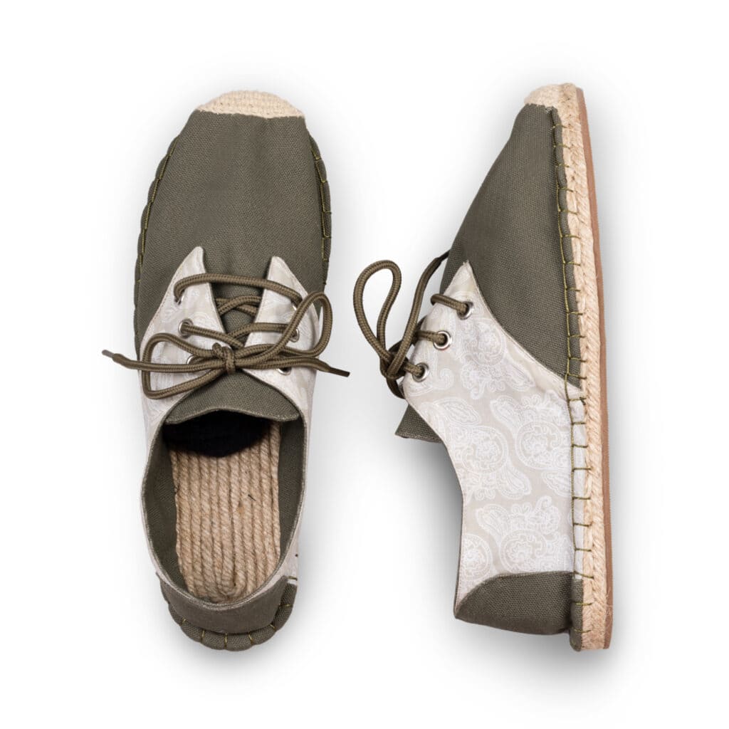 Boteh Paisley Green Lace Up Espadrille Sneakers Handmade by Kingdom of Wow