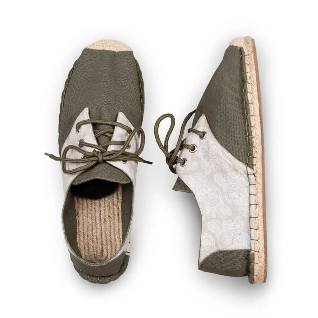 Boteh Paisley Green Lace Up Espadrille Sneakers Handmade by Kingdom of Wow