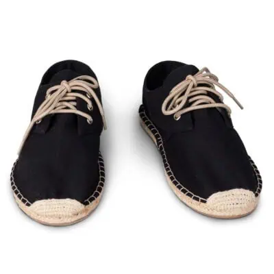 Lace Up Jet Black Espadrilles for Women