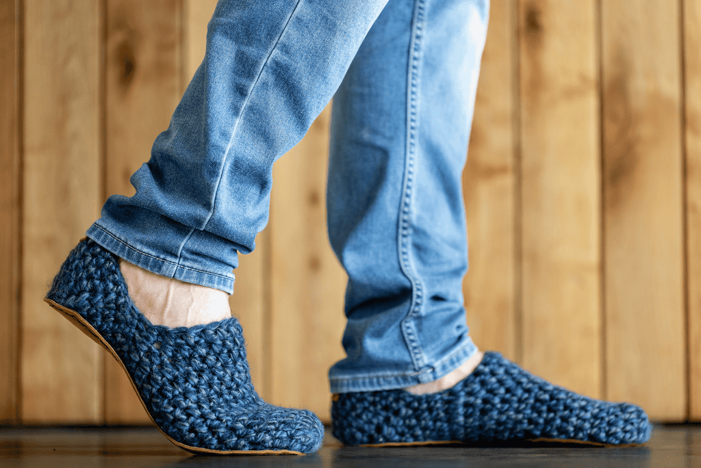 Blue barefoot slippers by Kingdom of Wow