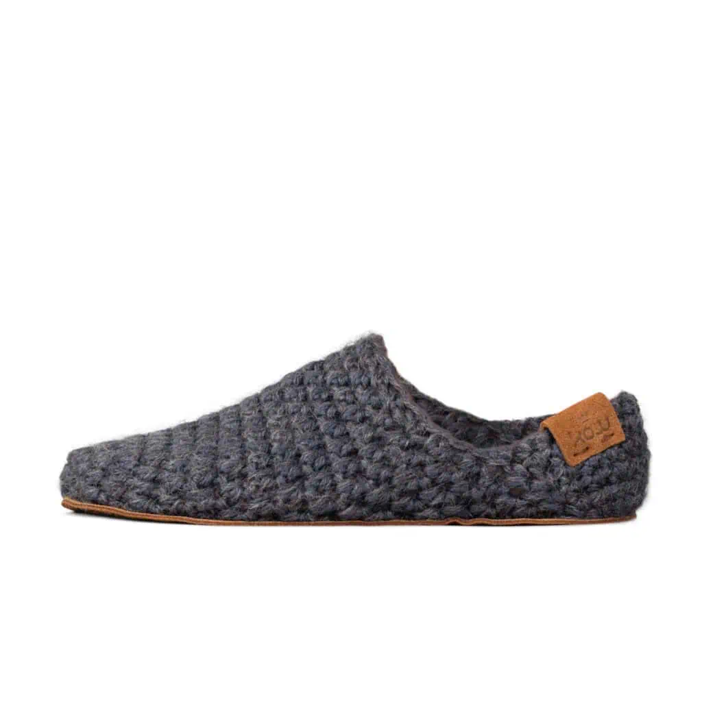 Wool bamboo summer slippers in charcoal grey handmade by Kingdom of Wow